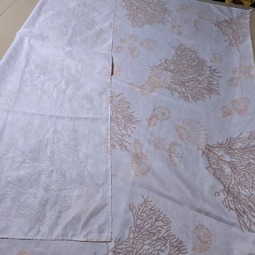 Coastal Coral Seashell Cloth Shower Curtain 69x70 White Peach - Whole Home Brand